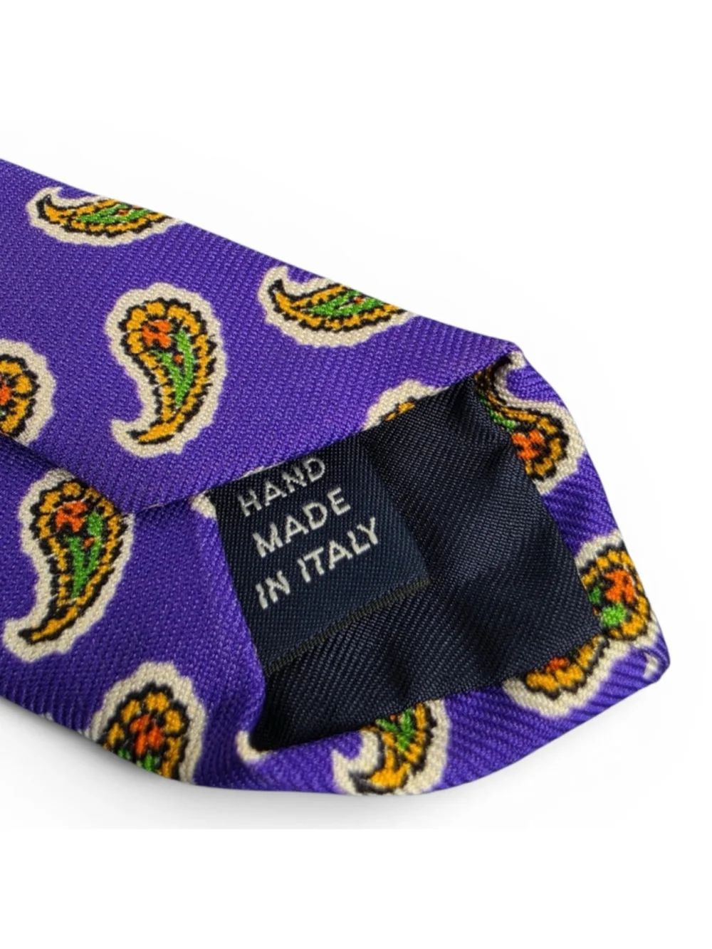 Vintage Polo Ralph Lauren Purple Paisley Necktie Silk Hand Made In Italy